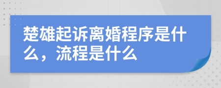 楚雄起诉离婚程序是什么，流程是什么