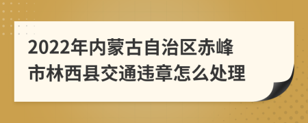 2022年内蒙古自治区赤峰市林西县交通违章怎么处理