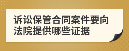 诉讼保管合同案件要向法院提供哪些证据