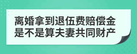 离婚拿到退伍费赔偿金是不是算夫妻共同财产