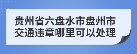 贵州省六盘水市盘州市交通违章哪里可以处理