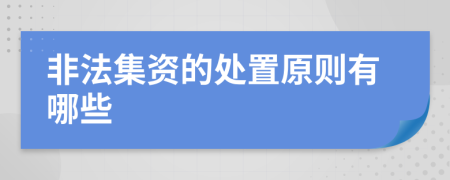 非法集资的处置原则有哪些