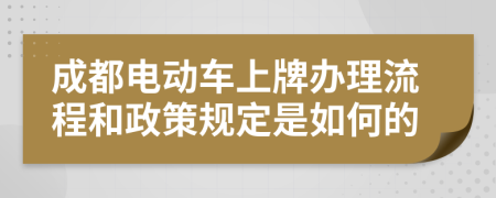 成都电动车上牌办理流程和政策规定是如何的