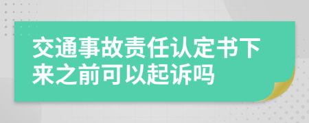 交通事故责任认定书下来之前可以起诉吗