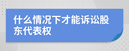 什么情况下才能诉讼股东代表权