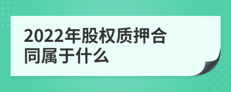 2022年股权质押合同属于什么