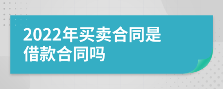 2022年买卖合同是借款合同吗