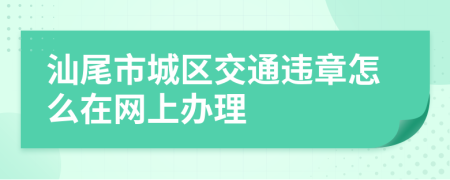 汕尾市城区交通违章怎么在网上办理