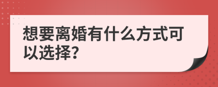 想要离婚有什么方式可以选择？