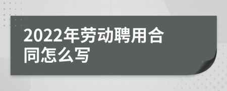 2022年劳动聘用合同怎么写