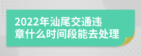 2022年汕尾交通违章什么时间段能去处理