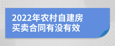 2022年农村自建房买卖合同有没有效