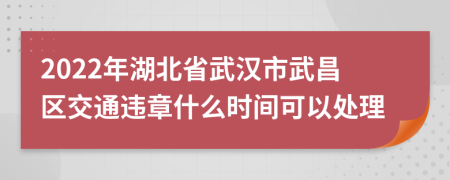 2022年湖北省武汉市武昌区交通违章什么时间可以处理