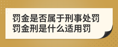 罚金是否属于刑事处罚罚金刑是什么适用罚