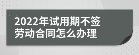 2022年试用期不签劳动合同怎么办理