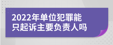 2022年单位犯罪能只起诉主要负责人吗