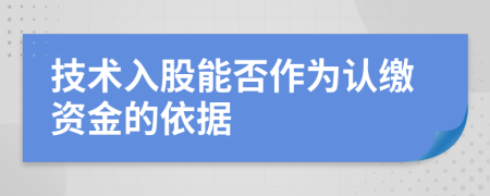 技术入股能否作为认缴资金的依据