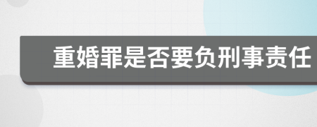 重婚罪是否要负刑事责任