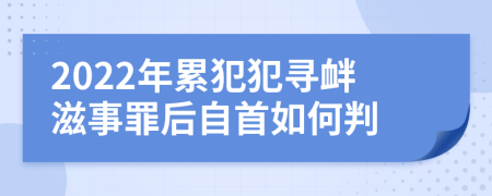 2022年累犯犯寻衅滋事罪后自首如何判