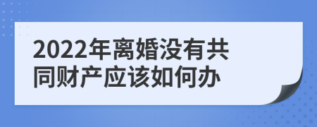 2022年离婚没有共同财产应该如何办