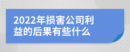 2022年损害公司利益的后果有些什么