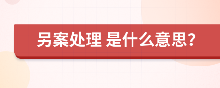  另案处理 是什么意思？