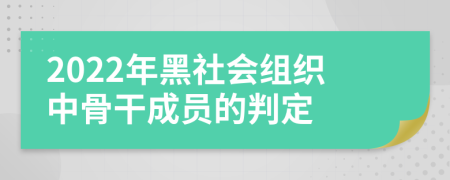 2022年黑社会组织中骨干成员的判定