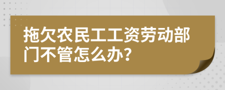 拖欠农民工工资劳动部门不管怎么办？