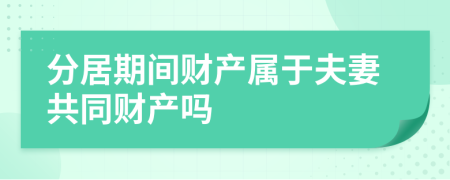 分居期间财产属于夫妻共同财产吗