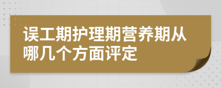 误工期护理期营养期从哪几个方面评定