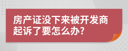 房产证没下来被开发商起诉了要怎么办?