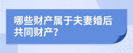 哪些财产属于夫妻婚后共同财产？