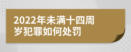 2022年未满十四周岁犯罪如何处罚