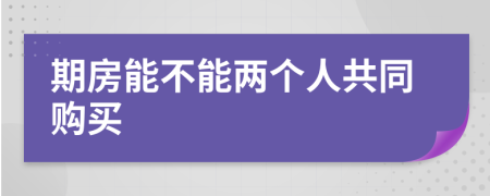 期房能不能两个人共同购买