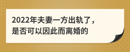 2022年夫妻一方出轨了，是否可以因此而离婚的