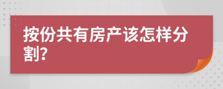 按份共有房产该怎样分割？