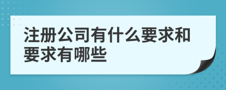 注册公司有什么要求和要求有哪些