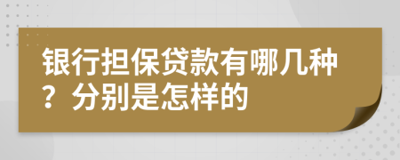 银行担保贷款有哪几种？分别是怎样的