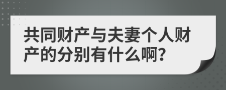 共同财产与夫妻个人财产的分别有什么啊？