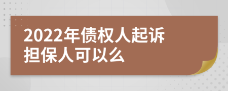 2022年债权人起诉担保人可以么