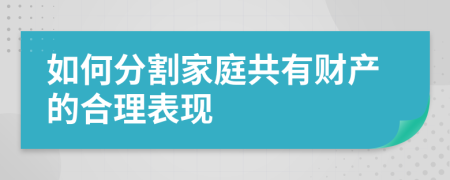 如何分割家庭共有财产的合理表现