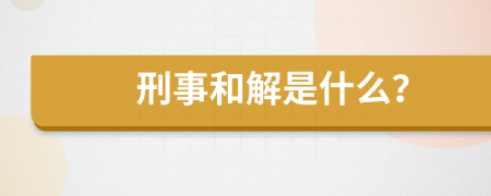 刑事和解是什么？