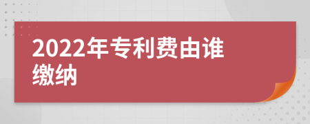 2022年专利费由谁缴纳