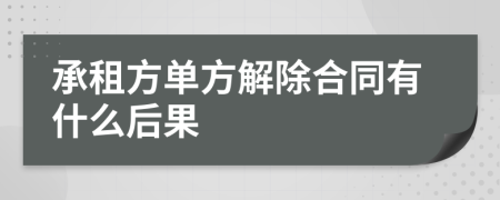 承租方单方解除合同有什么后果