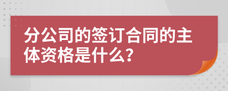 分公司的签订合同的主体资格是什么？