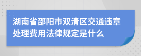 湖南省邵阳市双清区交通违章处理费用法律规定是什么