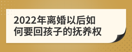 2022年离婚以后如何要回孩子的抚养权