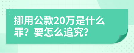 挪用公款20万是什么罪？要怎么追究？