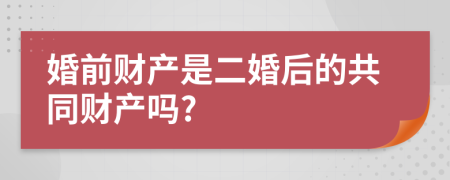 婚前财产是二婚后的共同财产吗?