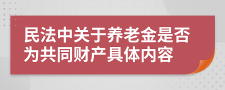 民法中关于养老金是否为共同财产具体内容